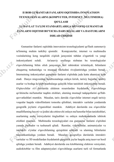 gumanitar fanlarni o'qitishda innovatsion texnologiyalarni qo'llash — DOCX