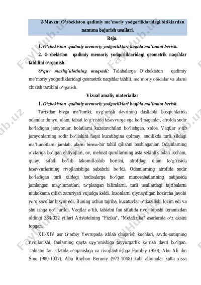 o'zbekiston qadimiy me’moriy yodgorliklari tahlili — PDF
