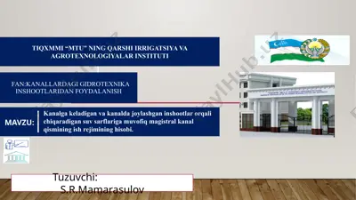 toshkent irrigatsiya va qishloq xo'aligini mexanizatsiyalash — PPTX