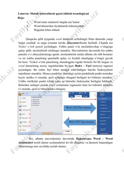matnli axborotlarni qayta ishlash texnologiyasi — DOCX