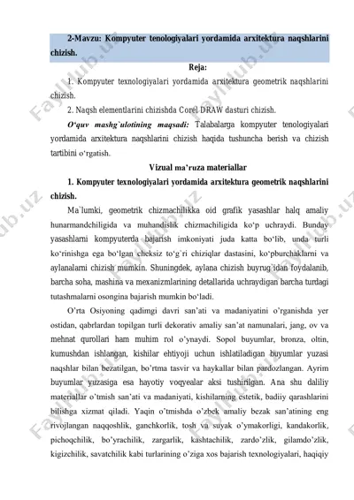 kompyuter texnologiyalari yordamida arxitektura naqshlarini chizish — PDF