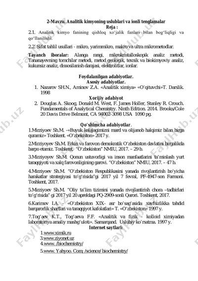 analitik kimyoning uslublari va ionli tenglamalar — PDF