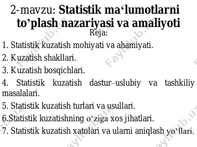 statistik ma‘lumotlarni to’plash nazariyasi va amaliyoti — PDF