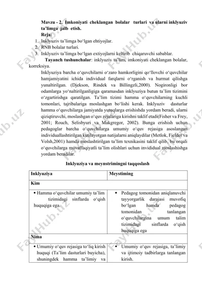 inklyuziv ta'limning bosqichlari va ularning ahamiyati — DOCX