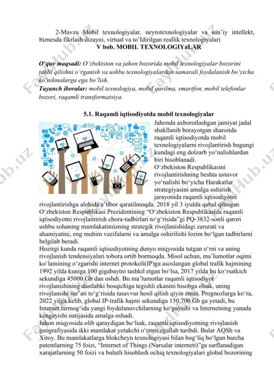 mobil texnologiyalar — DOCX