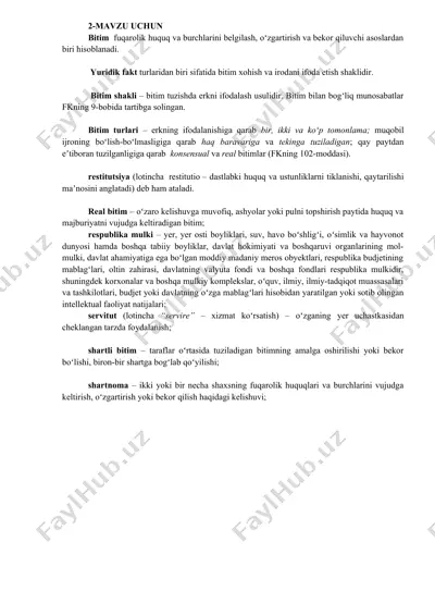 bitim fuqarolik huquq va burchlarini belgilash, oʻzgartirish va bekor qiluvchi asoslardan biri — DOC