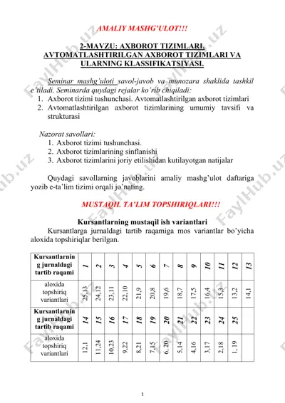 axborot tizimlari — DOC