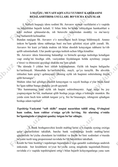 muvaffaqiyatli yuyrist karerasi — DOCX