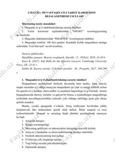 yurist karerasini muvaffaqiyatli rejalashtirish usullari — DOCX