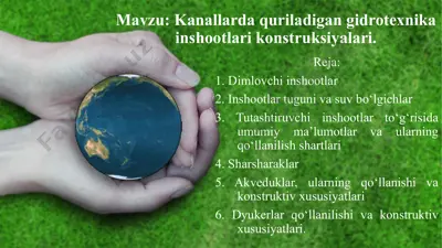 kanallarda quriladigan hidrotexnika inshootlari konstruksiyalari — PPTX