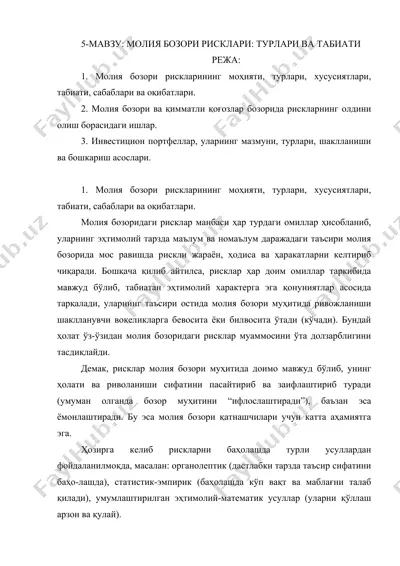 moliya bozori risklari — DOC