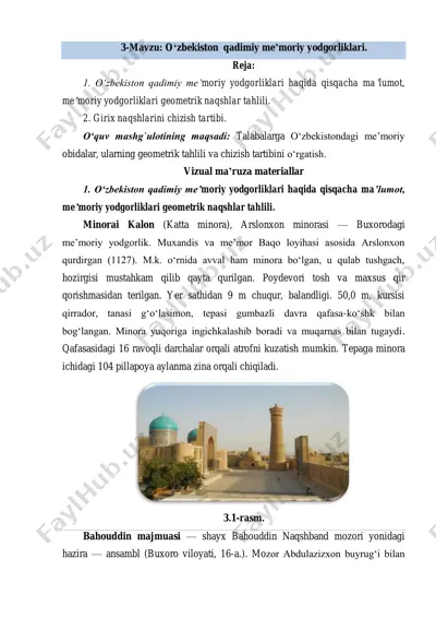 o‘zbekiston qadimiy me’moriy yodgorliklari — PDF