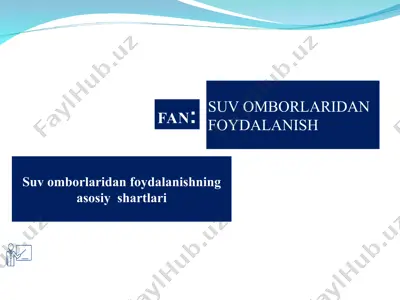suv omborlaridan foydalanish — PPT