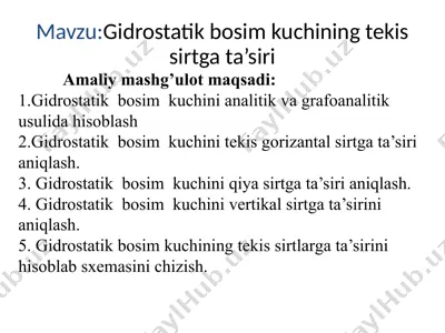 gidrostatik bosim kuchi — PPTX