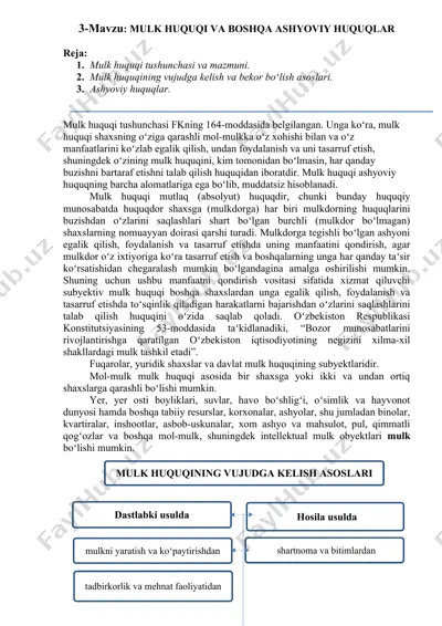 mulk huquqi va boshqa ashyoviy huquqlar — DOCX