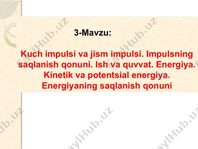 kuch, impuls, va jism impulsi — PPTX