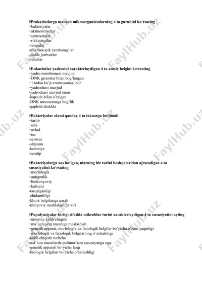 bakteriyalarning 4 ta guruhi — DOCX