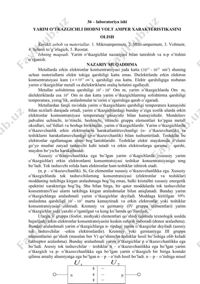 yarim o’tkazgichli diodni volt amper xarakteristikasini olish — DOC