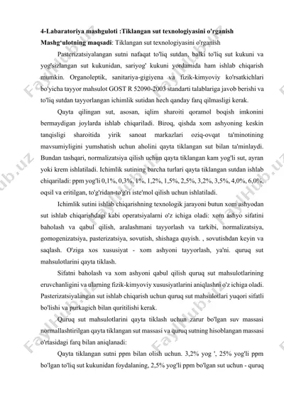 tiklangan sut texnologiyasini o'rganish — DOCX