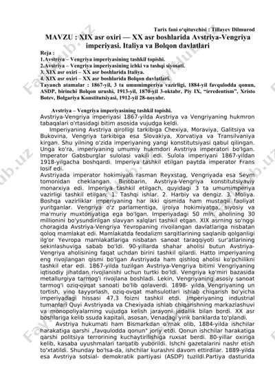 avstriya-vengriya imperiyasi — DOCX