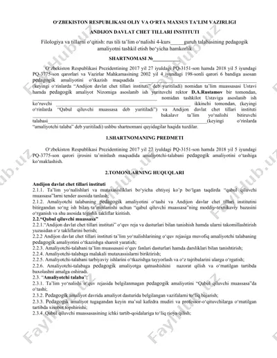 pedagogik amaliyotni tashkil etish bo‘yicha hamkorlik shartnomasi — DOC