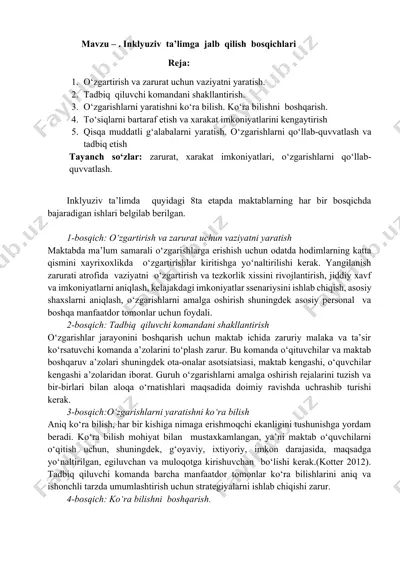 inklyuziv ta'lim jarayonini boshqarish bosqichlari — DOCX