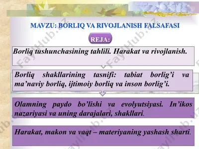 borliq va rivojlanish falsafasi — PPT