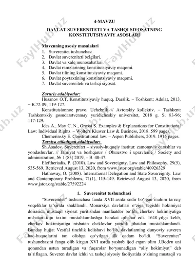 davlat suvereniteti va tashqi siyosatning konstitutsiyaviy asoslari — DOC