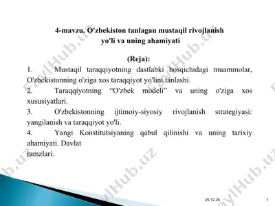 o'zbekistonning mustaqil taraqqiyoti — PPT