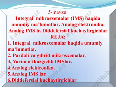 integralmikrosxemalar (ims) haqida umumiy ma’lumotlar — PPTX