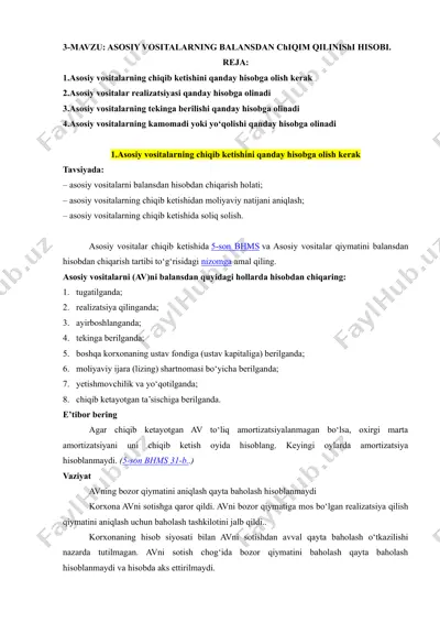 asosiy vositalarning balansdan chiqim qilinishi hisobi — DOC