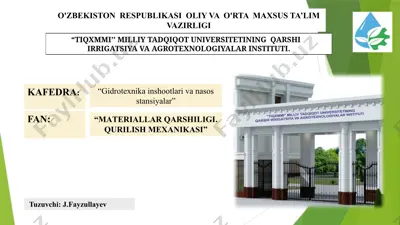gidrotexnika inshootlari va nasos stansiyalari — PPTX