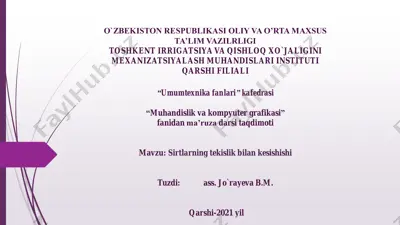 sirtlarning tekislik bilan kesilishi ma'ruzasining taqdimoti — PDF