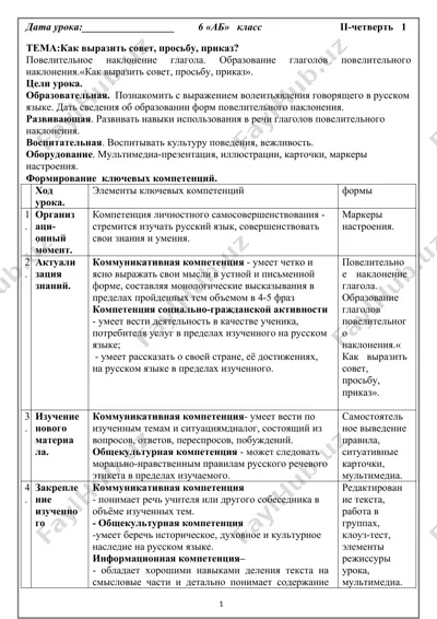 урок "как выразить совет, просьбу, приказ?" — DOCX