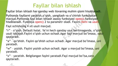 fayllar bilan ishlash — PPTX
