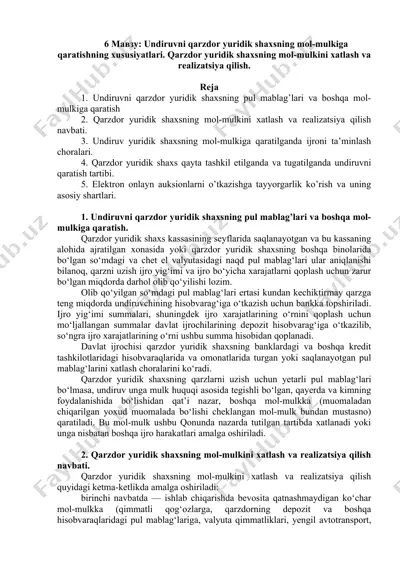 undiruvni qarzdor yuridik shaxsning mol-mulkiga qaratishning xususiyatlari — DOCX
