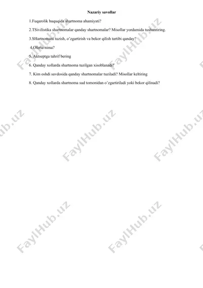 shartnomalar va shartnoma tuzish tartibi — DOCX