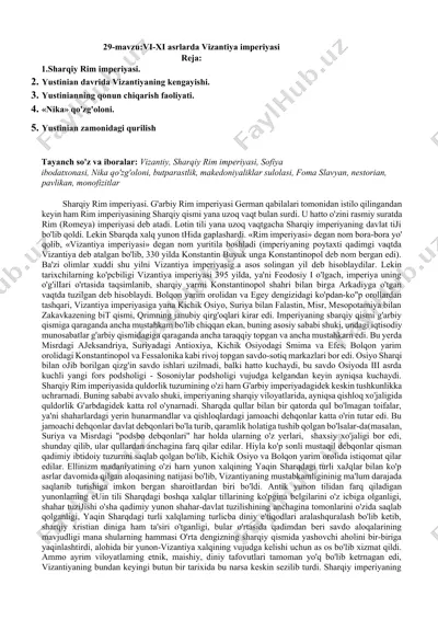 vi-xi asrlarda vizantiya imperiyasi — DOCX