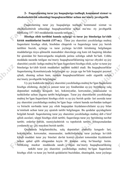 fuqarolarning turar joy huquqlariga taalluqli huquqbuzarliklar — DOCX