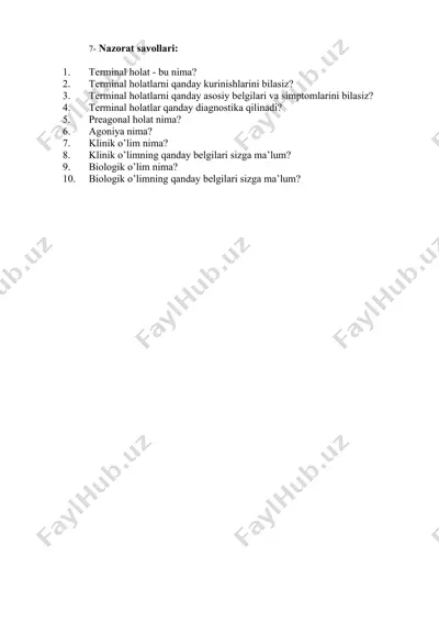 terminal holatlar va o'lim turlari — DOCX
