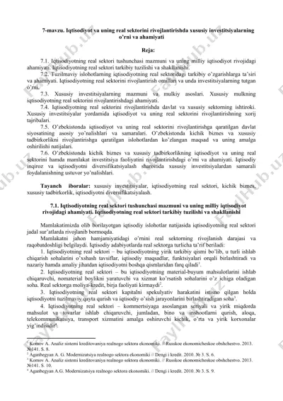 iqtisodiyot va uning real sektorini rivojlantirishda xususiy investitsiyalarning o’rni va ahamiyati — DOC