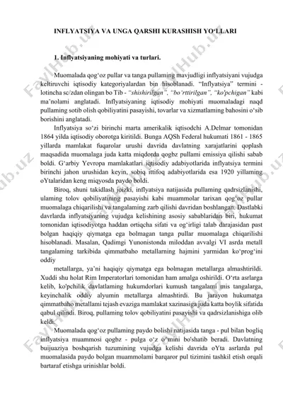 inflyatsiya va unga qarshi kurashish yo‘llari — DOCX