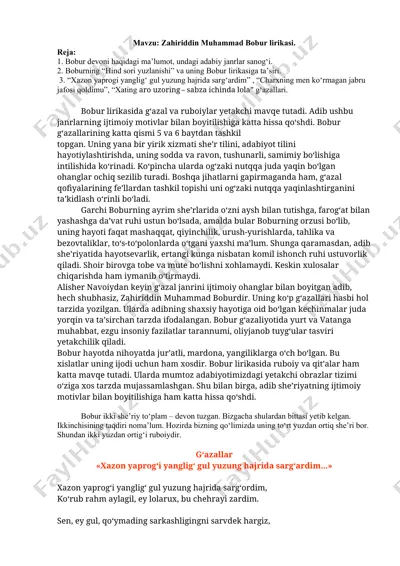zahiriddin muhammad bobur lirikasi — DOCX