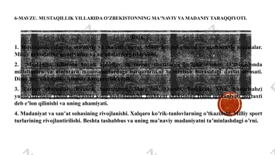 oʼzbekistonning maʼnaviy va madaniyati tarqqiyoti — PPTX