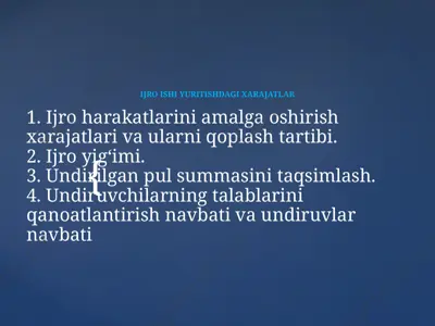 ijro ishi yuritishdagi xarajatlar — PPTX
