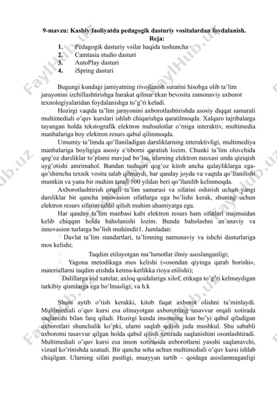 pedagogik dasturiy vositalar haqida tushuncha — DOCX