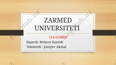 zarmed universiteti — PPT