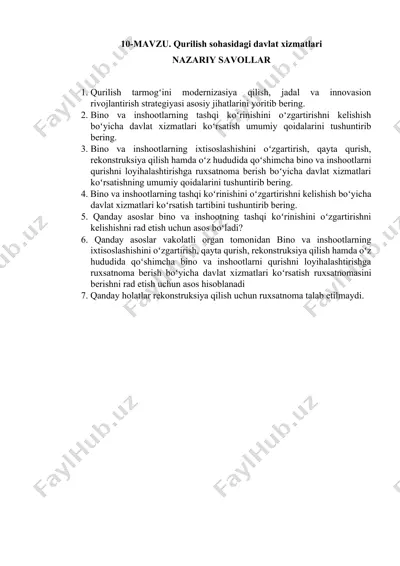 qurilish sohasidagi davlat xizmatlari — DOCX