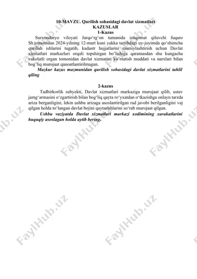 davlat xizmatlari qurilish sohasida — DOCX