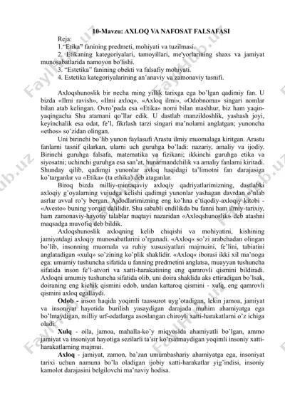 axloq va nafosat falsafasi — DOCX